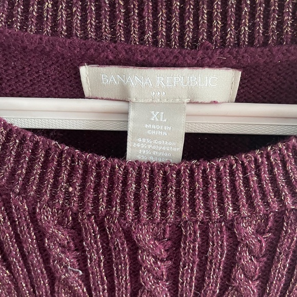 Banana Republic Cable Knit Metallic Sweater Sz XL - Picture 3 of 8